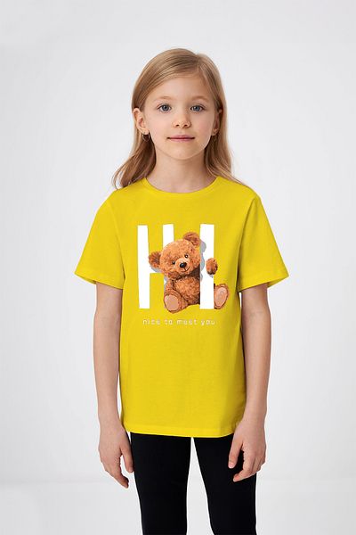ADABEBEK Γεια σας! Λεπτομερές Teddy Bear εμπριμέ μπλουζάκι για κορίτσια
