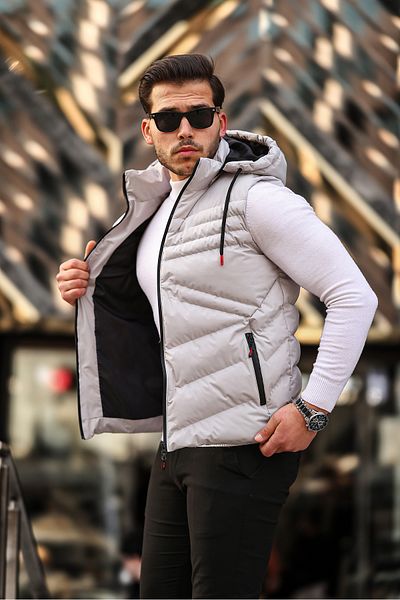 BOYS MANS Water and Windproof Men's Detachable Hooded Vest Inflatable Men's Vest
