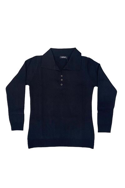 Gürkan Triko Pulover de tricotaj negru cu guler polo Gürkan