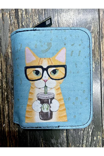 Street Bag Cat Patterned Ethnic Authentic Patterned Compartmented Useful Wallet