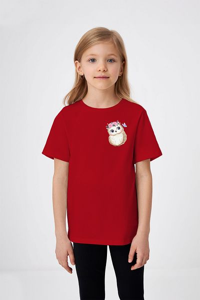 ADABEBEK Tricou drăguț pentru fetiță cu imprimeu bufniță și accesorii cu flori