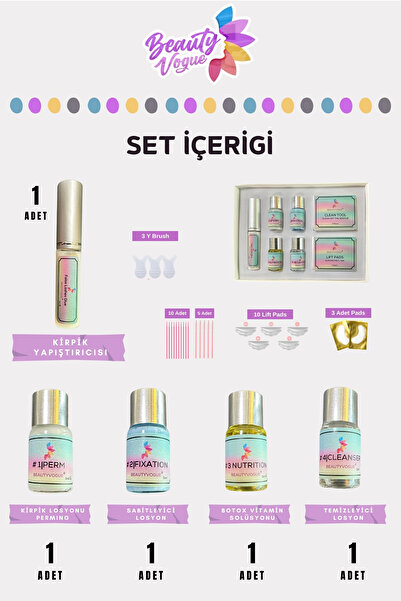 Beauty Vogue Kirpik Lifting Seti Lash Kaş Kirpik Perma Tam Set Profesyonel