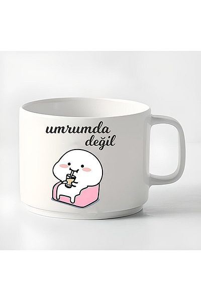 HobiShop Double Turkish Coffee Cup & Espresso I Don't Care ''mochicat Motto'' 180 Ml