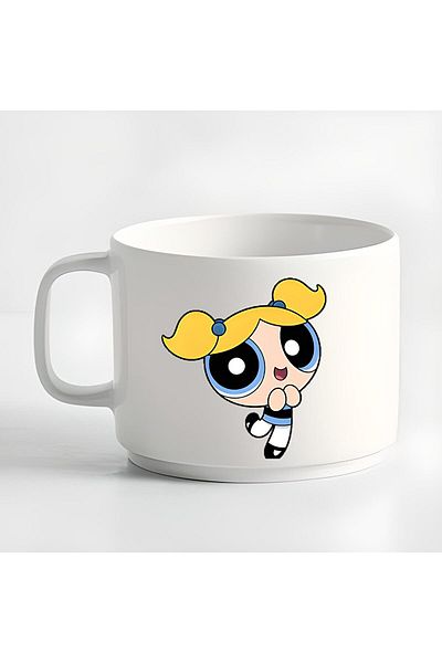 HobiShop Double Turkish Coffee Cup & Espresso Powerpuff Girls Bubbles Cup Mug 180 Ml