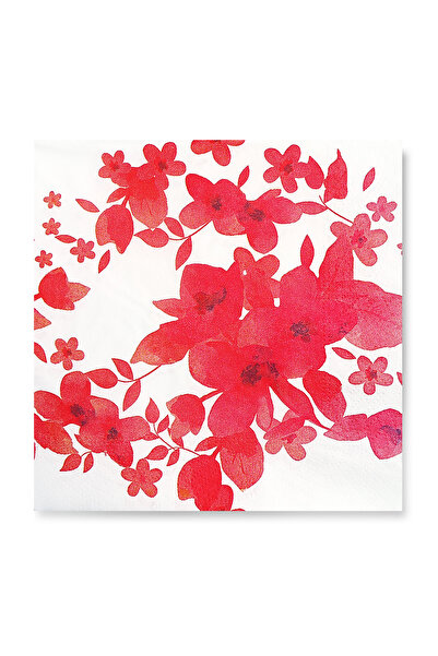 Story 33x33 Cm Papia Çiçek Desenli 3 Katlı 20'li Kare Beyaz Renkli Kağıt Peçete