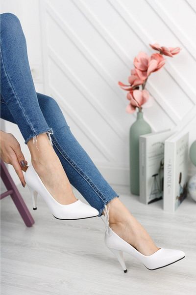 MERVE BAŞ Merve Baş Women's Thin Heel White Stilletto