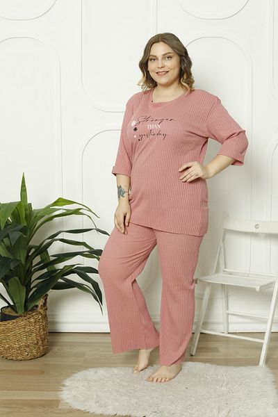 FAMES PİJAMA Plus Size Women's Pajama Set Stronger
