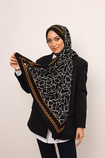 HAREM SCARF Σάλι Ivy-Black Medina Pattern