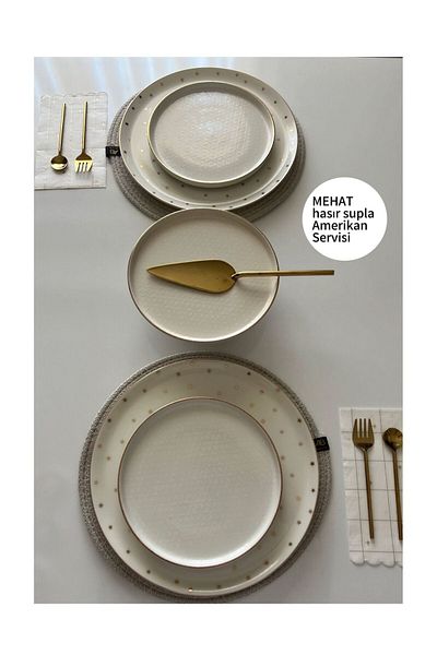 Mehat 6 Τεμάχια Κρέμα Σουβέρ από γιούτα / American Service Lux Presentation Saucer