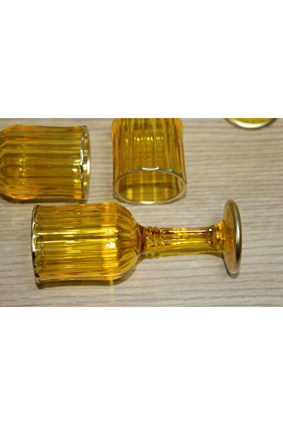 Dumans home 6 Lı Renkli Cam Kahve Yanı Su Bardağı  yaldızlı kadeh