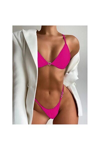 DESİGNEDBYD Kadın Kalpli Aksesuarlı Romantik Bikini Takımı 2 Parça Bikini Set...