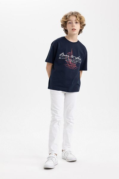 DeFacto Boy Oversize Wide Fit Crew Neck Printed Short Sleeve T-Shirt B5772A824Sm