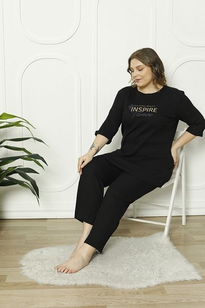 FM Black Large Size Women's Pajama Set Inspire