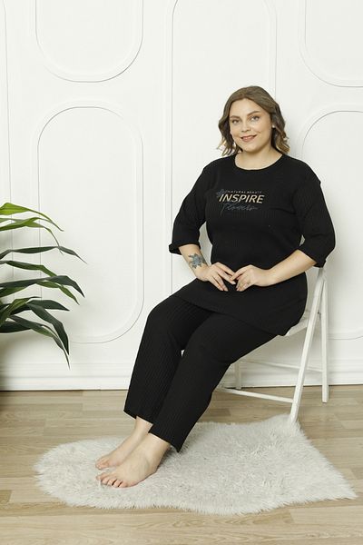 FM Black Large Size Women's Pajama Set Inspire
