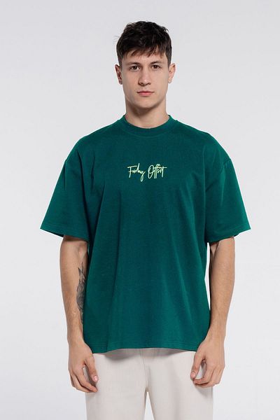 Friday Offset Friday Tee Green Men's 100% Cotton Extra Oversize Crew Neck T-Shirt