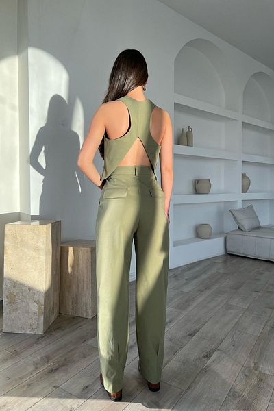 Seda Yalçın Atelier Khaki Pleat Detailed Masculine Trousers