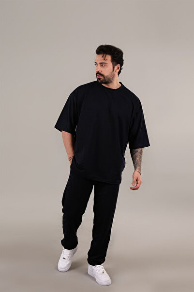 CMZ COLLECTİON Ανδρικό Σετ Πιτζάμες και Μπλουζάκι από Χτενισμένο Βαμβάκι Comf...