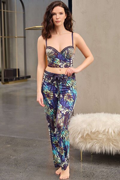 Anıl Γυναικείο σετ πιτζάμες από βισκόζη με ενίσχυση και επένδυση, με στάμπα, ...