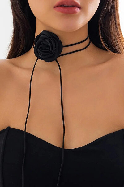 Diloshtrend Design Kadın Saten Gül Choker Kolye