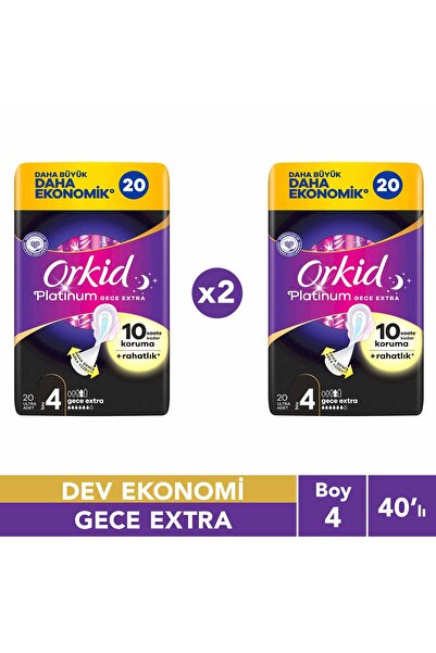 Orkid Platinum Gece Ekstra (boy 4) 20 Adet Hijyenik Ped 2 Adet