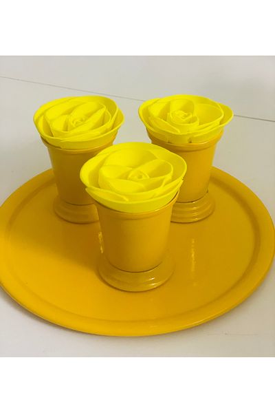 Elzem YELLOW COLOR 3-PIECE ROSE BUCKET INCLUDES ROSES