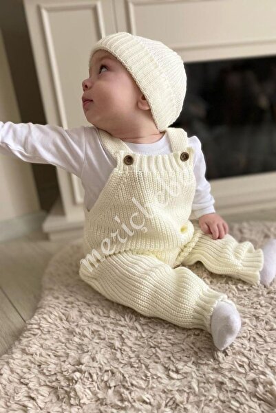 Meriç bebe Baby Girl&Boy Pocket Detailed Thessaloniki Knitted Hat with Adjustable Straps