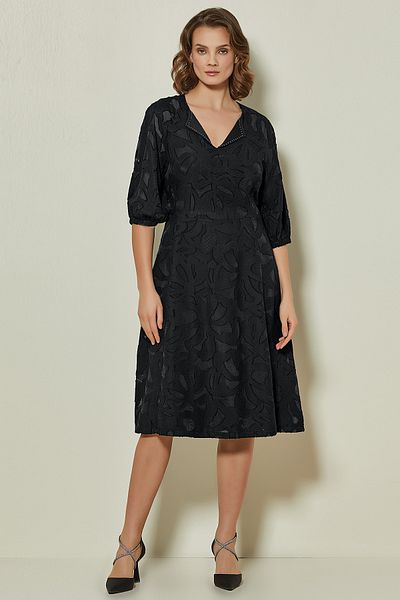 Guitar Three Quarter Sleeve Black Laser Dress