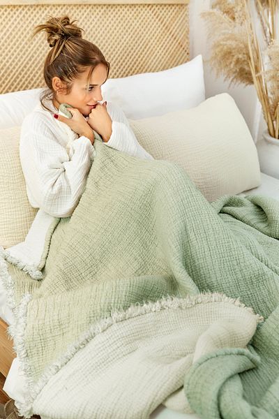 destinyhometex Sage Green 6 Layer Muslin Quilt / Single 170x230