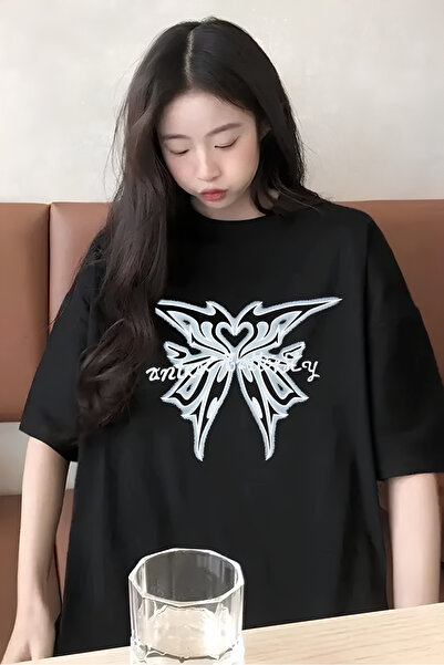 Gofeel Black Unisex Shine Butterfly T-Shirt