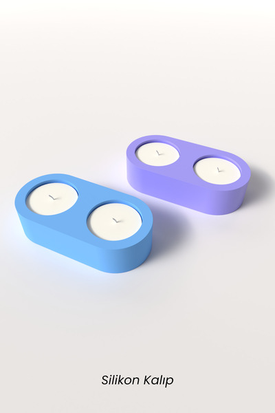 Cageartstudio Orta Boy Boy Beton Mumluk ve Tealight Silikon Kalıp H2 - Dekora...