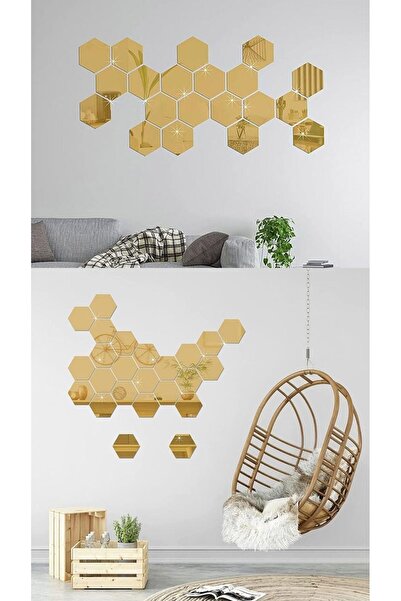 Dekonil Bal Peteği Altıgen Kendinden Yapışkanlı Pleksi Ayna 13,5 cm*16 cm (5 Adet )