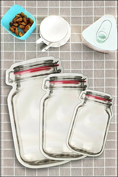 Dream Plus 15 Adet 3 Boy Kavanoz Görünümlü Kilitli Saklama Kabı / 150ml - 500ml - 620ml