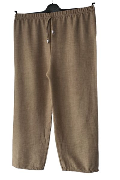 PARİS WOMEN'S LARGE SIZE BOL CUT BLACK LINEN PANT-BOTTOM