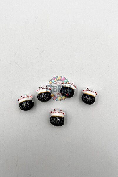 Ebruli Boncuk 14,56 χιλιοστά Black Luck Cat 5 τεμαχίων με μοτίβο κεραμικό κόσ...