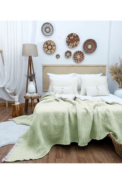 destinyhometex Sage Green 6 Layer Muslin Quilt / Single 170x230