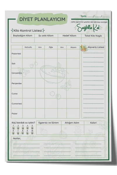 Planneradair مخطط النظام الغذائي - مخطط النظام الغذائي، 30 أسبوعًا، مقاس A5-