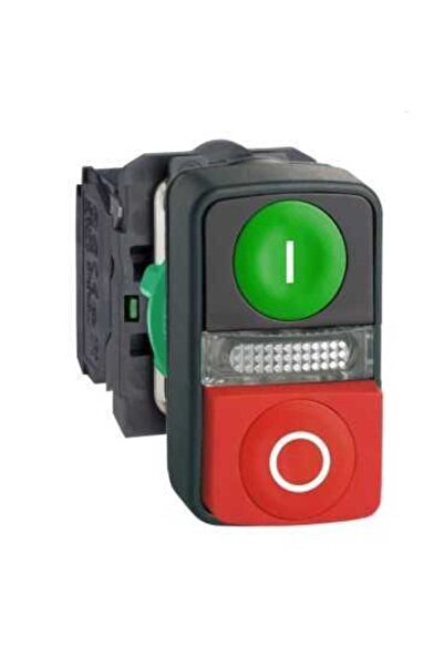 Schneider Electric XB5AW73731M5 - زر ضغط مزدوج الرأس مضاء باللون الأخضر الفار...