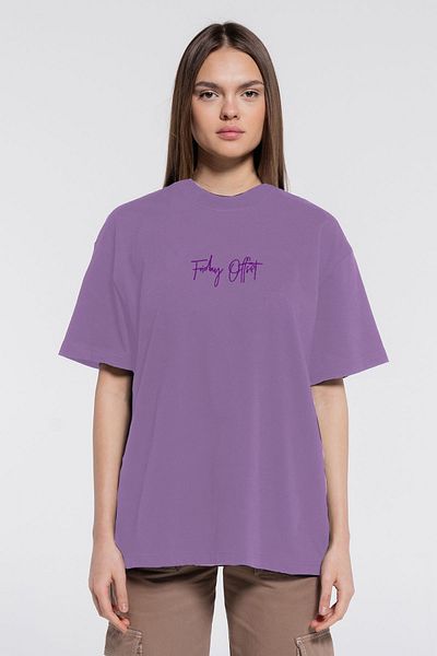Friday Offset Friday Tee Lilac γυναικείο μπλουζάκι από 100% βαμβάκι Extra Oversize Crew Neck