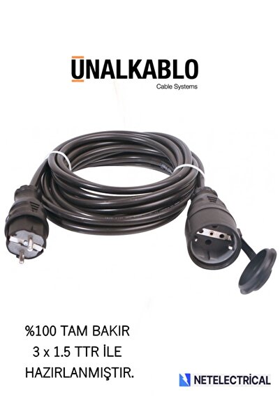 ünal kablo Kauçuk 8 Metre 3x1.5 Ttr Kablolu Seyyar Uzatma