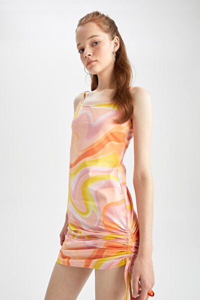 DeFacto Cool Bodycon mini haljina od češljanog pamuka sa naramenicama Y8382az...