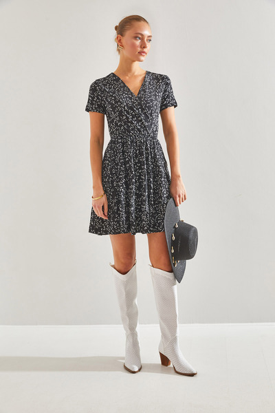 Bianco Lucci Zweireihiges Kleid mit Kragen und Muster für Damen60201003