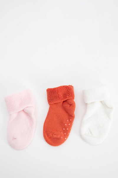 DeFacto Girl Baby Non-Slip Base 3-Piece Cotton Towel Socks Y7807a2ns