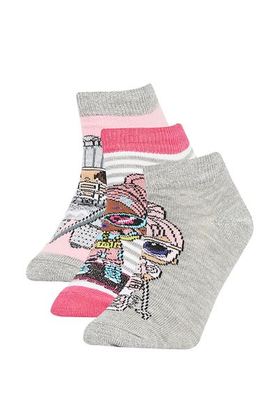 DeFacto Girl's L.o.l.Surprise 3-Piece Cotton Booties Socks X9889a6ns