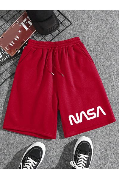 Revasser Uniszex női/férfi NASA egyedi nyomott színes rövid fésült pamut rövidnadrág rövidnadrág