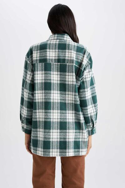 DeFacto Flanelowa tunika z długim rękawem o swobodnym kroju w kratkę Z1987az22au