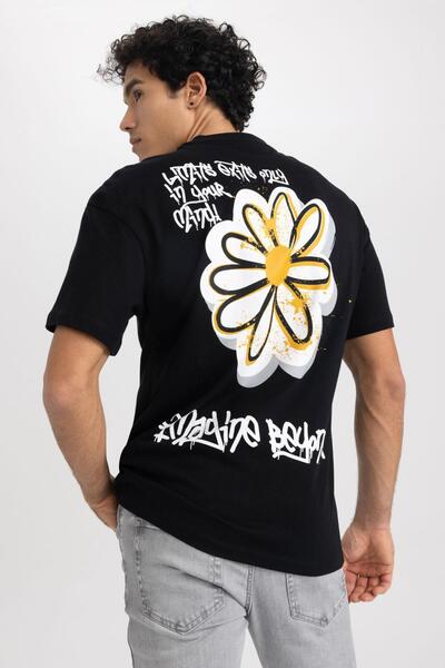DeFacto Comfort Fit Crew Neck Printed 100% βαμβακερό T-shirt Z3244az23sp