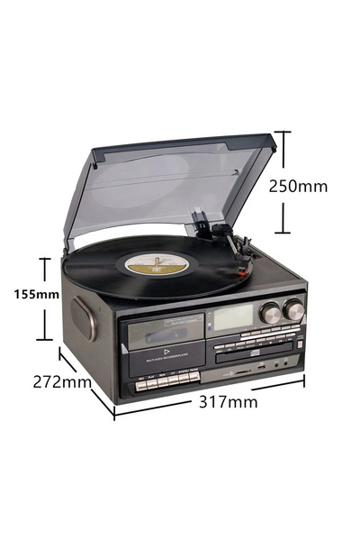 FLAGEN Kn-110 Bluetooth Kumandalı Cdli Kaset Usb Radyo 33-45-78 Plaklar Çalar Pikap