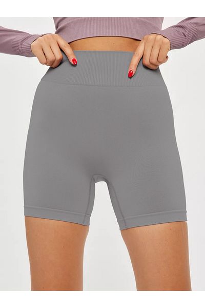 MİSTİRİK Jerovin Model Seamless Recovery Biker Push Up Short Shorts Gray Color
