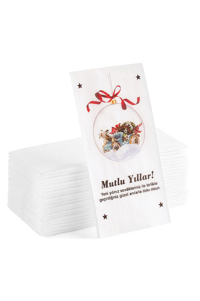 Matbaagraf عيد ميلاد سعيد مكتوب سنو غلوب منديل عرض السنة الجديدة 20 قطعة