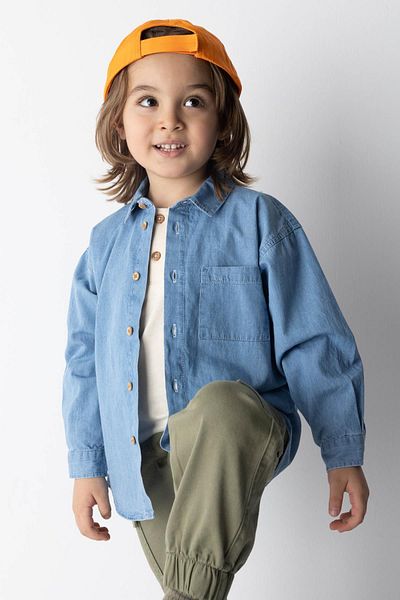 DeFacto Baby Boy Back Nyomtatott hosszú ujjú Jean ing Z2715a223sp